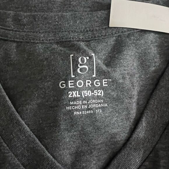 V Neck Tee Short Sleeve by ‘George’ Gray Yellow 2XL New 2ct - Picture 2 of 3